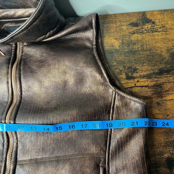 VTG Andrea Faye Women's Metallic Bronze Zip-Up Puffer Vest Sz M Western USA 90s - Picture 15 of 16